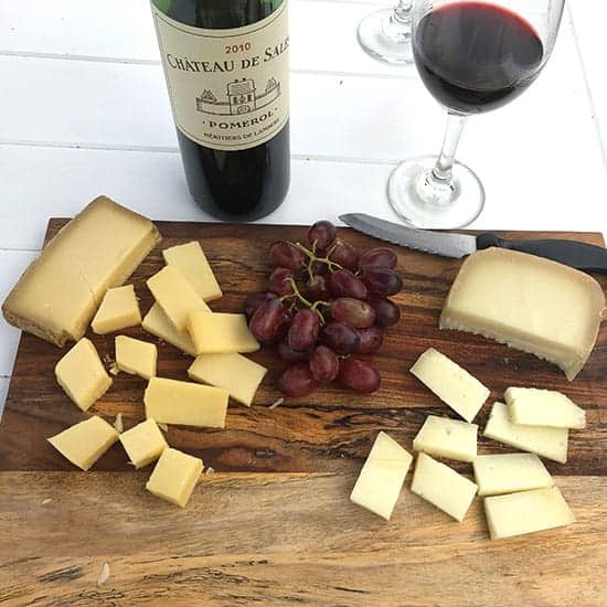 Chateau de Sales Pomerol with cheese plate