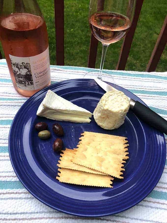 Coteaux du Vendômois rosé paired with French cheeses. 