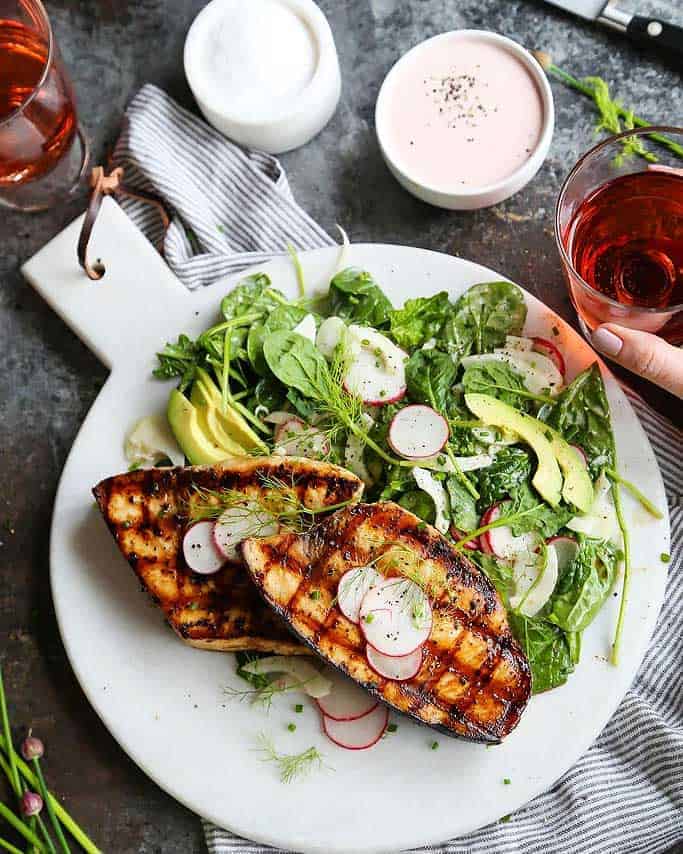 grilled swordfish on a plate