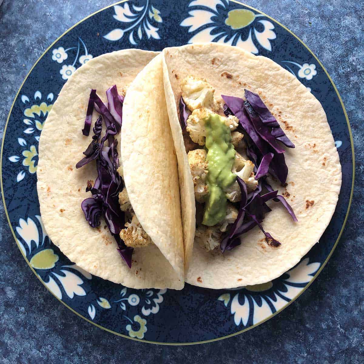 cauliflower tacos on a plate