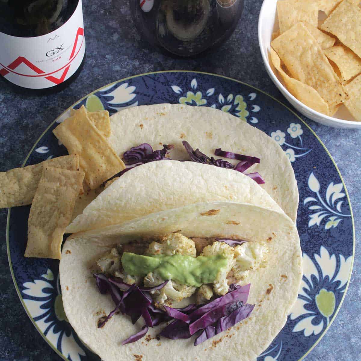 wine pairing with cauliflower tacos