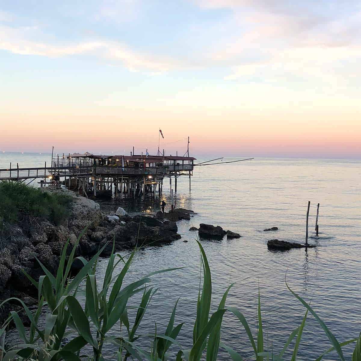 A trabocco on the coast of Abruzzo.