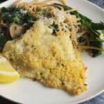 baked haddock served with pasta