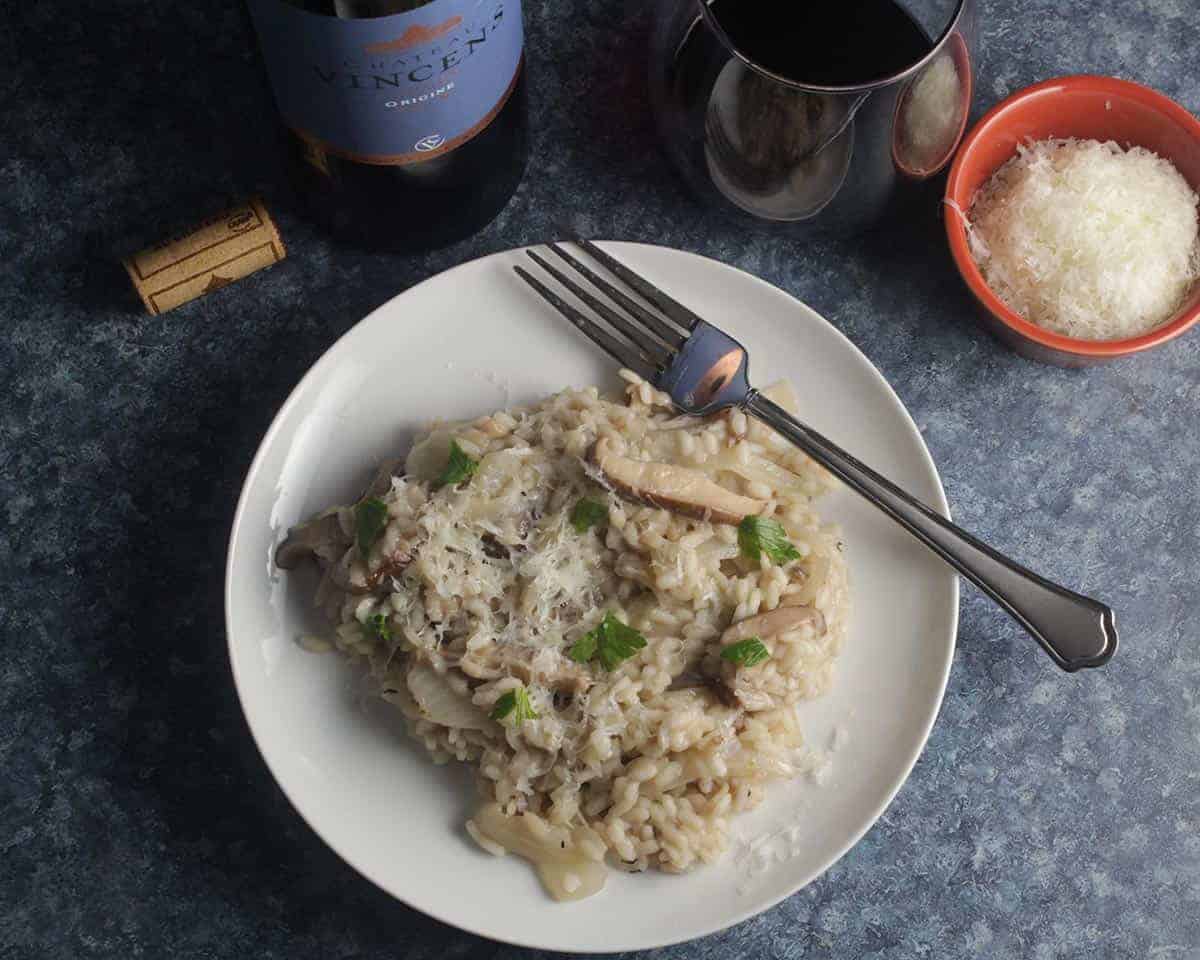 mushroom truffle risotto with red wine