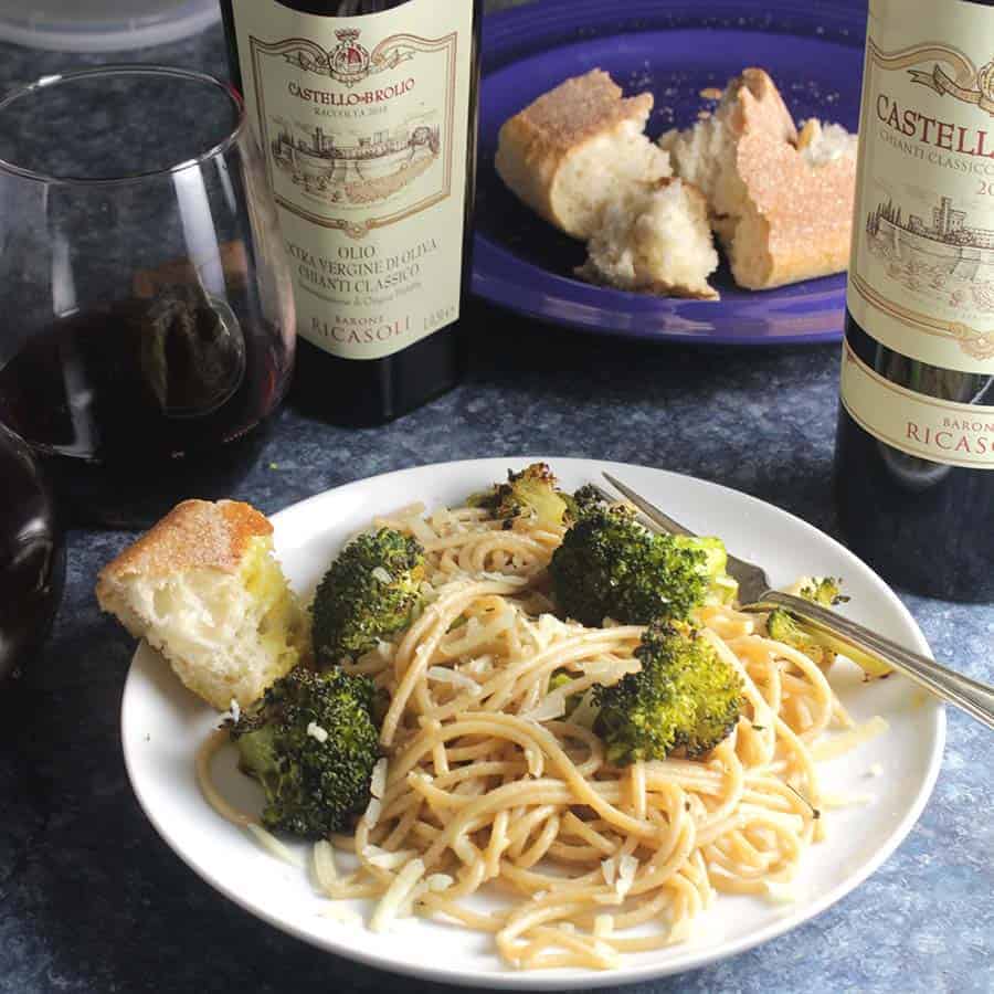 Garlic Broccoli Pasta with special Italian olive oil.