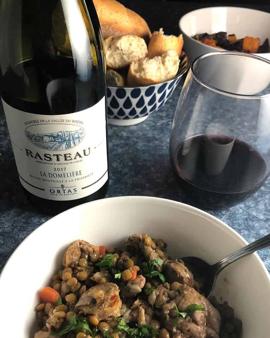 Cave de Rasteau La Domelière red blend from Rasteau served with stew.