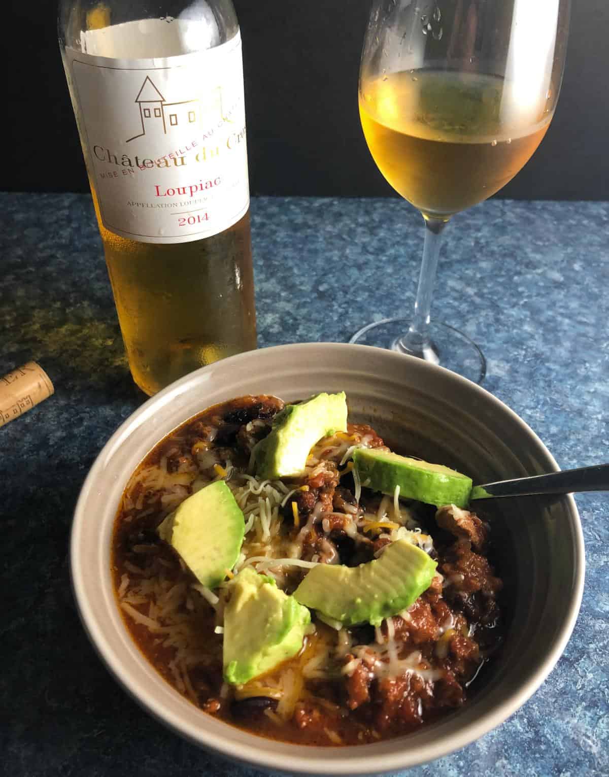 turkey chili paired with a sweet Bordeaux wine.