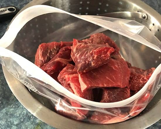 beef in bag for marinating