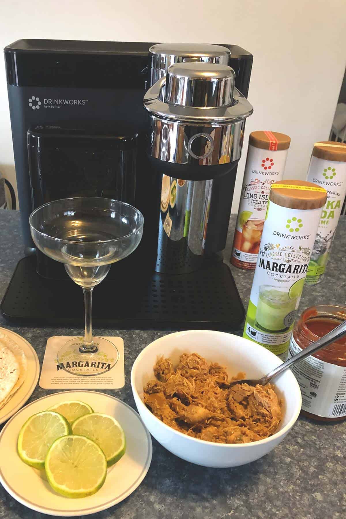 Drinkworks Home Bar set up to make margaritas for taco night.