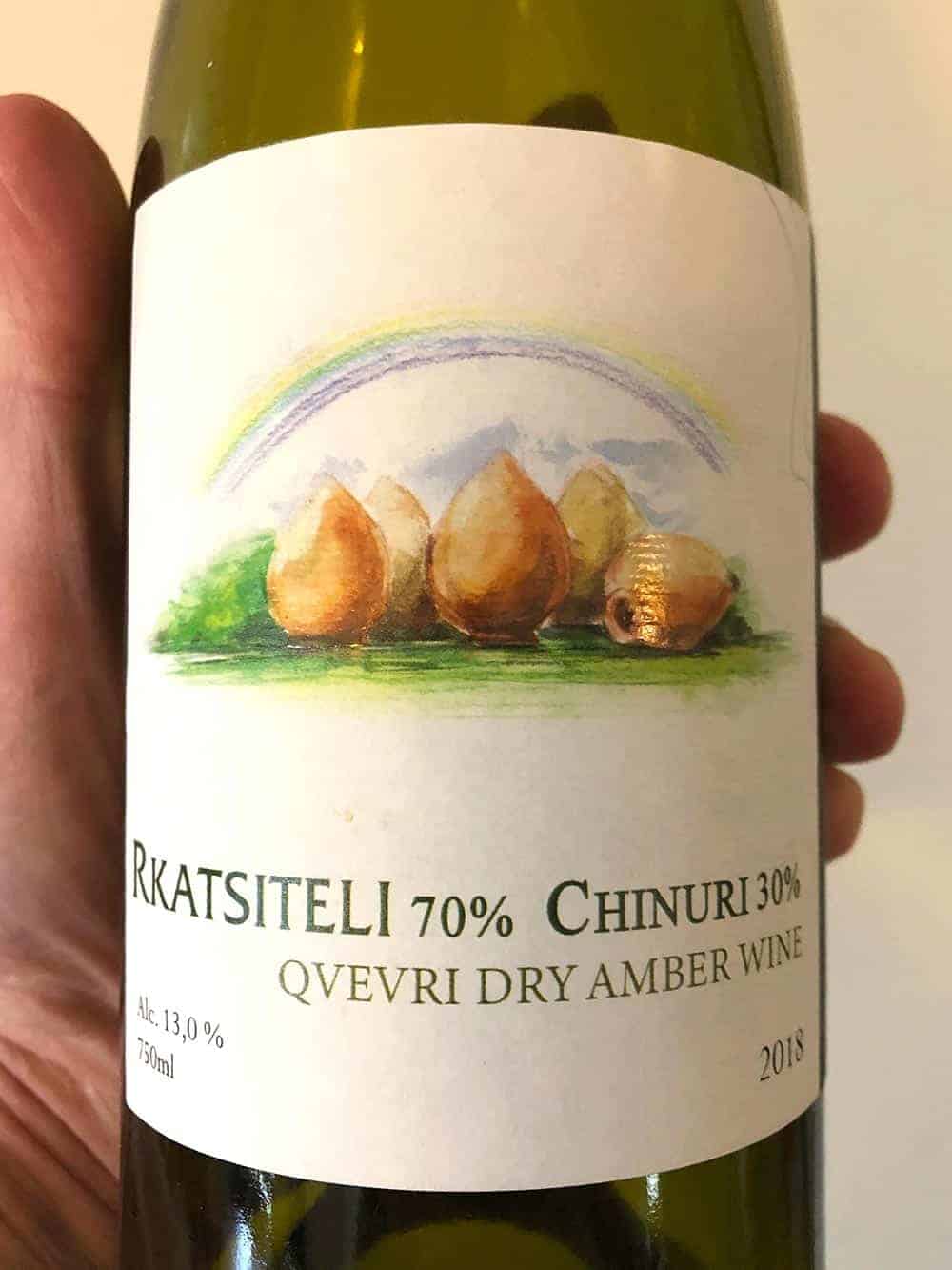 label closeup of Chubini amber wine