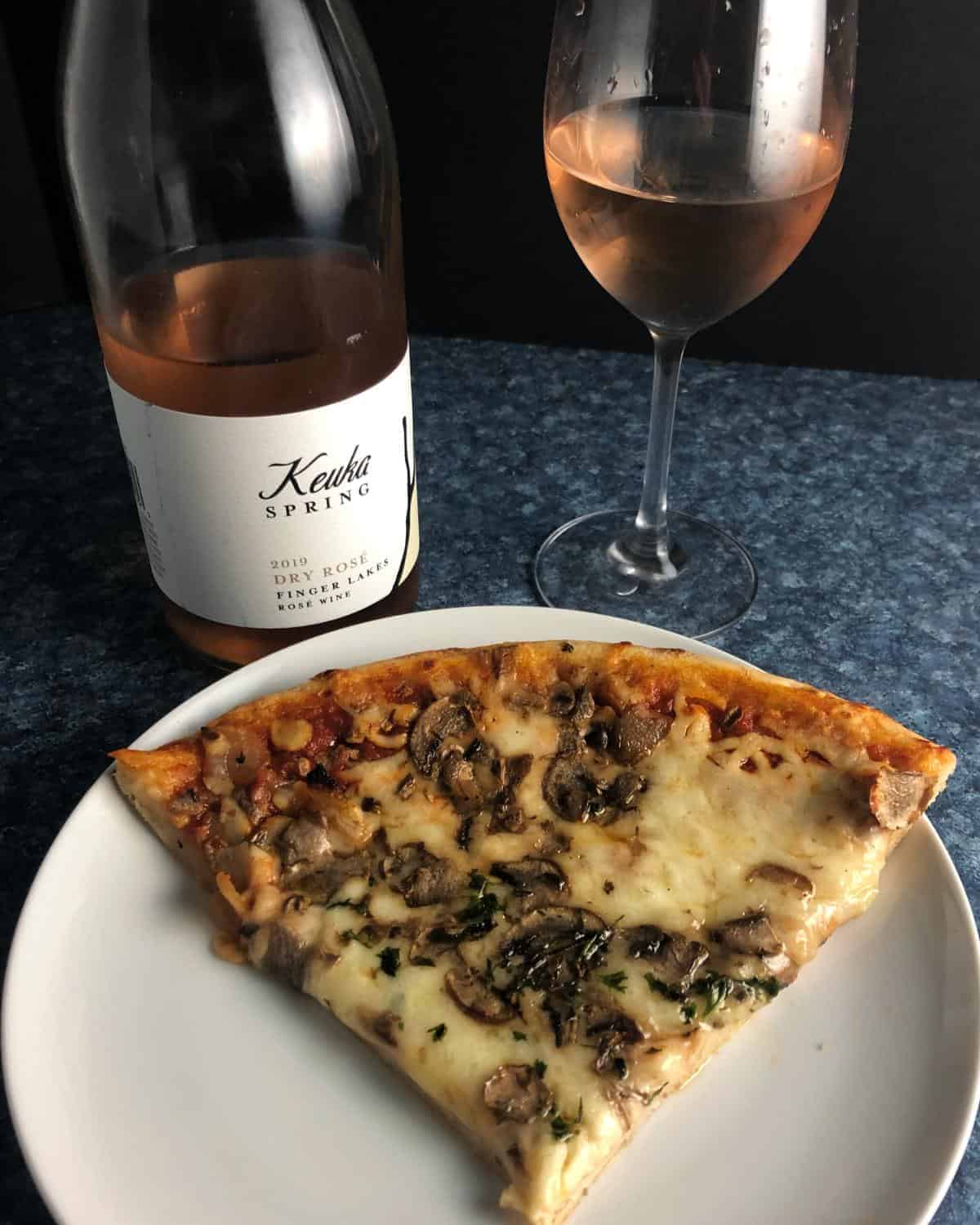 Keuka Springs rose with pizza