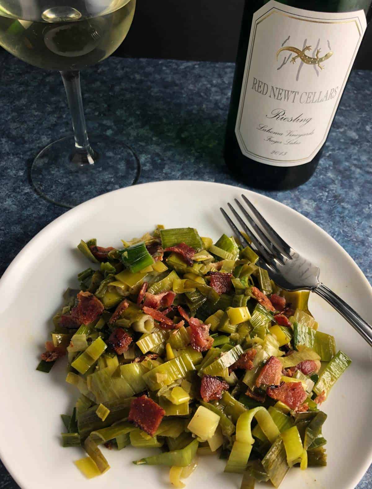 sautéed leek greens served with a Riesling wine