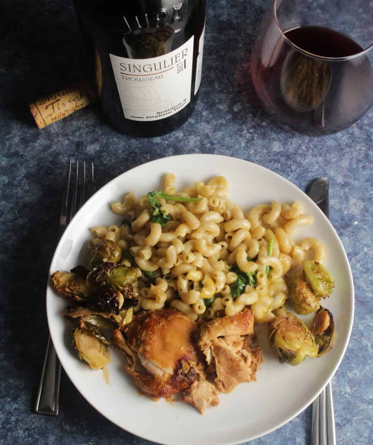 BBQ Chicken Thighs with a red wine from France.