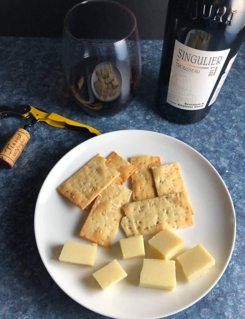 Trousseau red wine with Comte cheese plate.