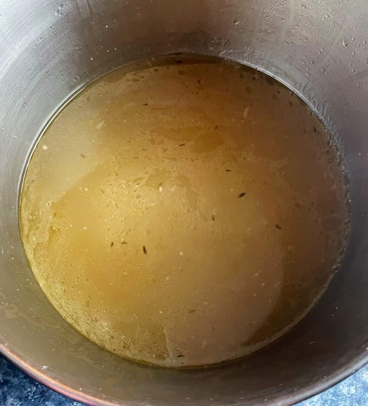 Finished broth in pan