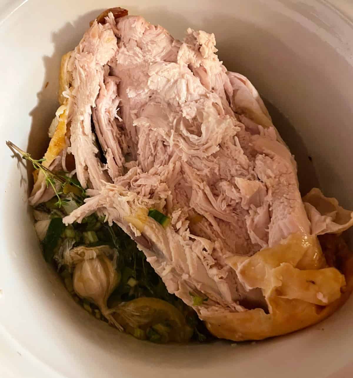 Putting turkey bone into slow cooker