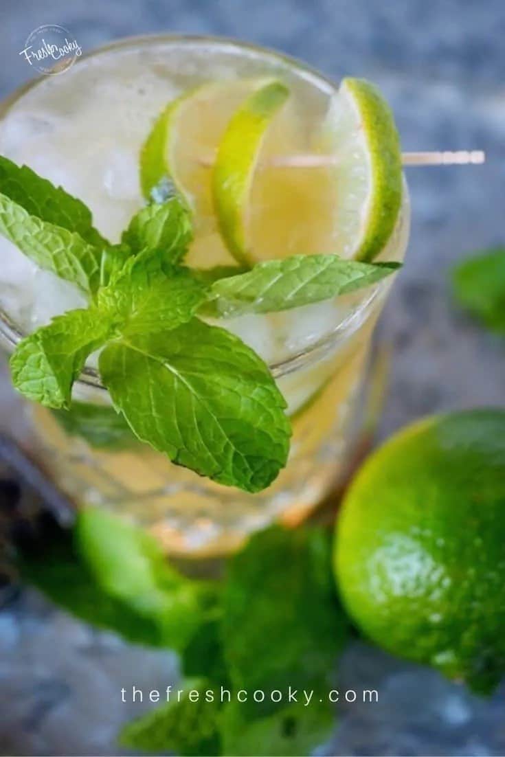 Irish Mule mixed drink served in a glass with mint and lime.
