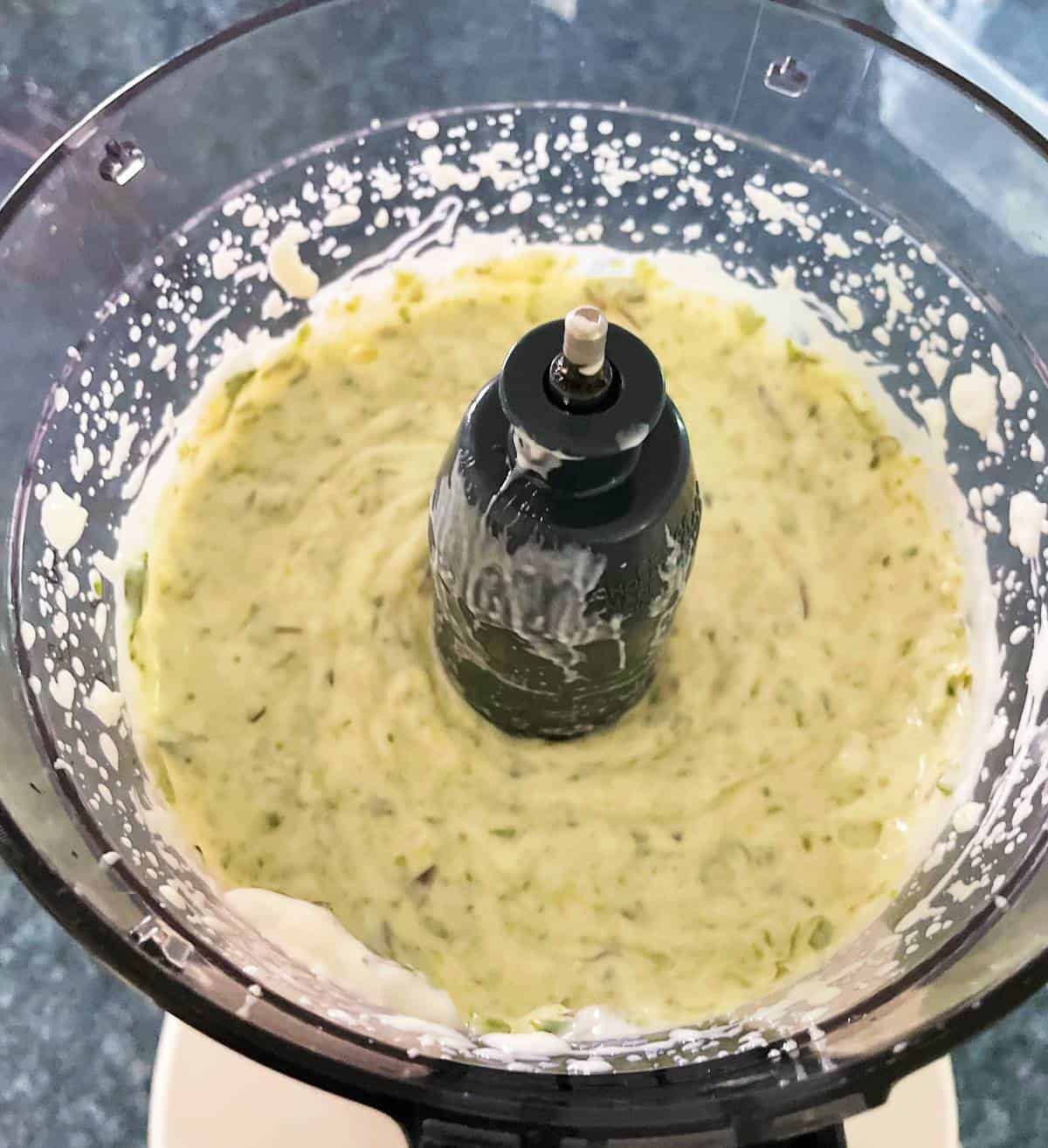 asparagus and yogurt puréed together in a food processor.