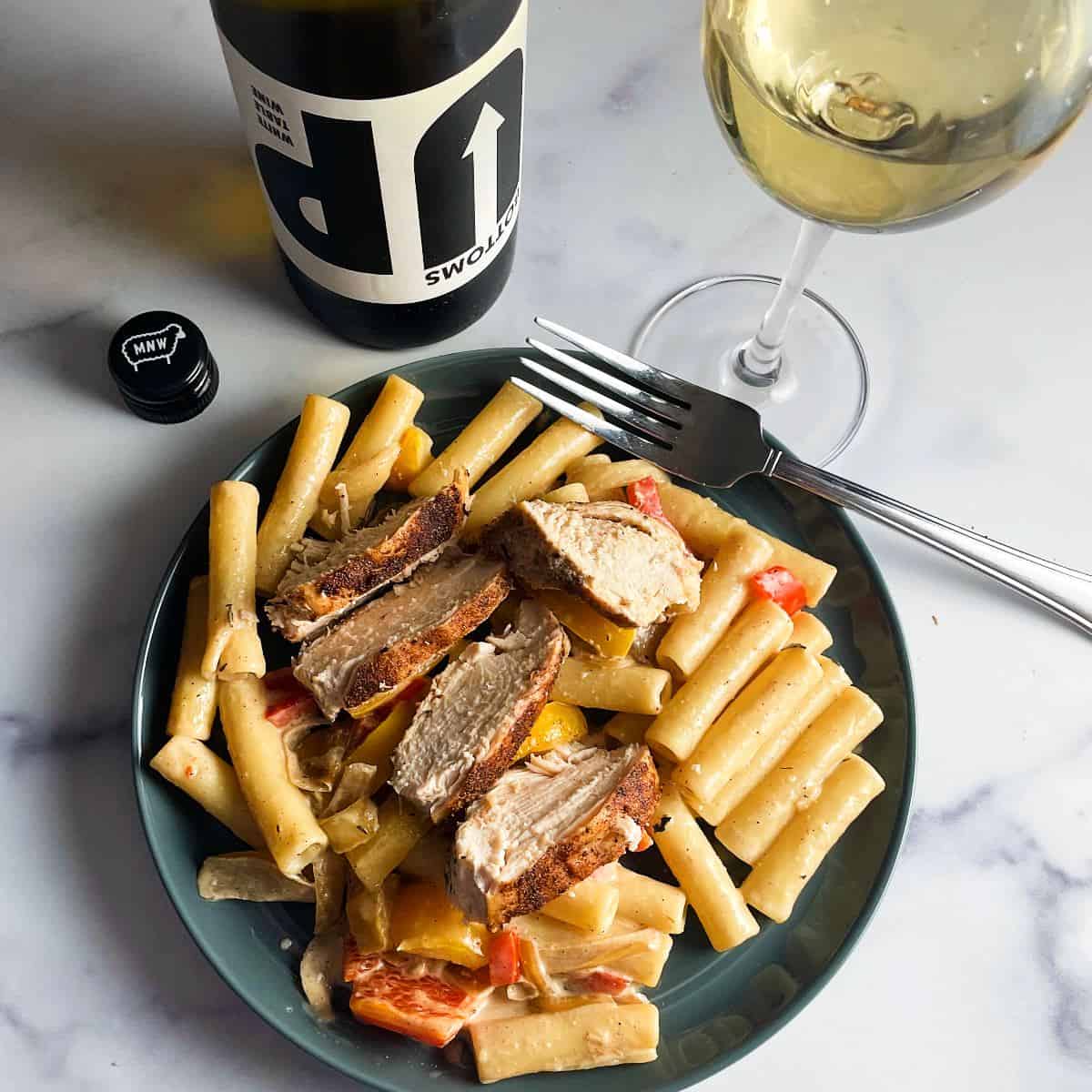 Jerk Chicken Pasta Recipe with Wine from Maison Noir - Cooking Chat