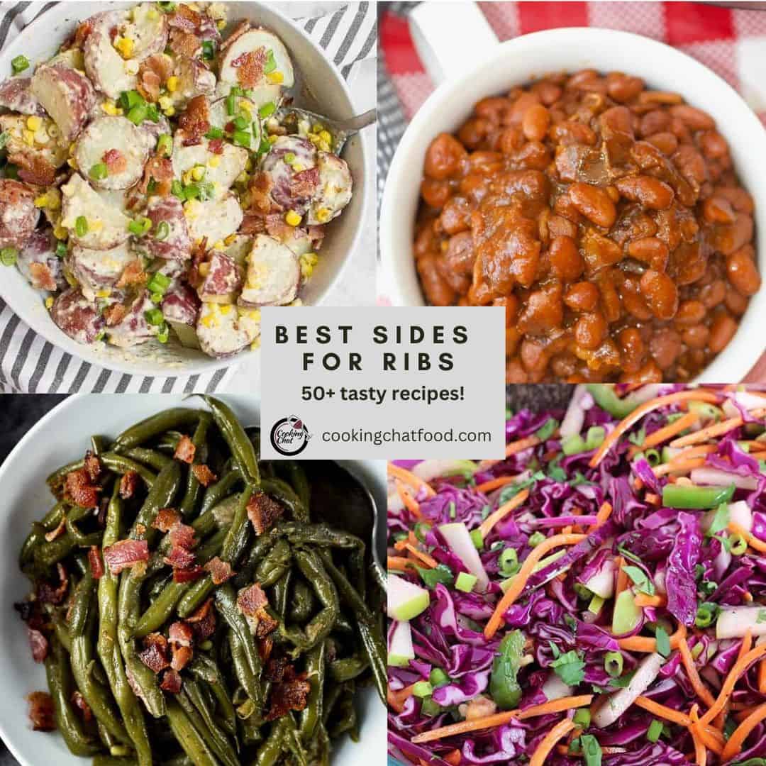 collage showing 4 different side dishes to serve with ribs.