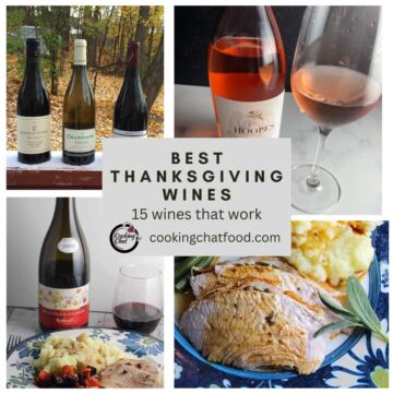 collage showing Thanksgiving wines.