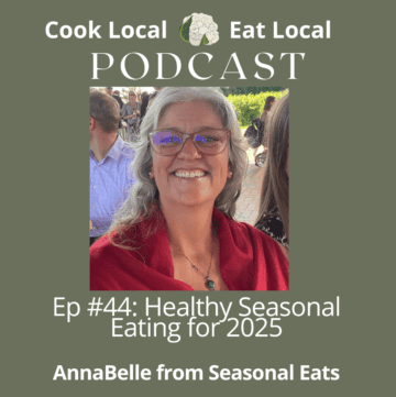 podcast cover art with a photo of guest AnnaBelle from Seasonal Eats.