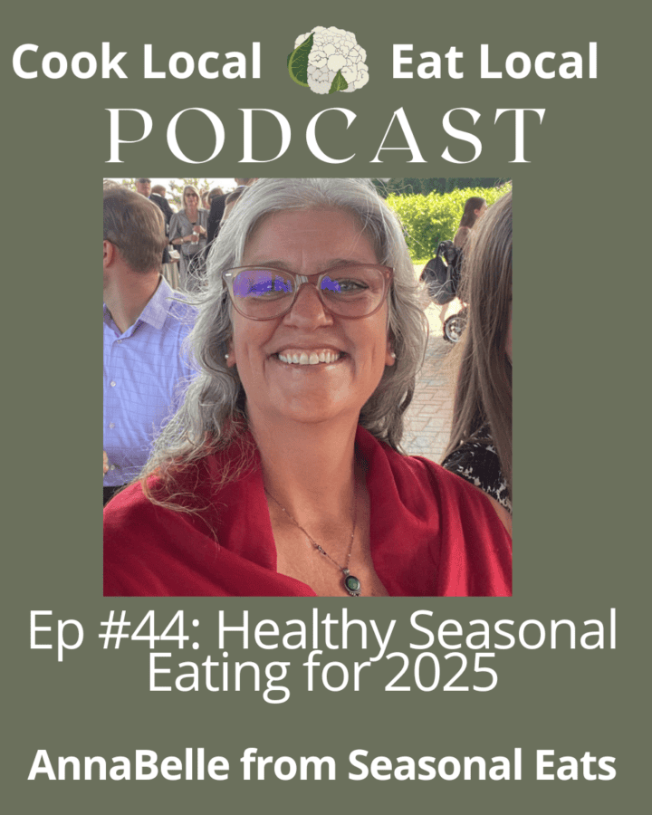 podcast cover art with a photo of guest AnnaBelle from Seasonal Eats.