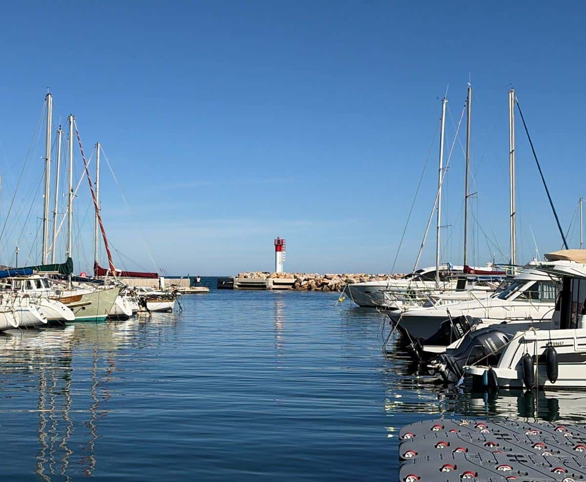 lighthouse in the Banyuls-sur-Mer harbor.