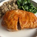 air fryer pork chops on a plate.