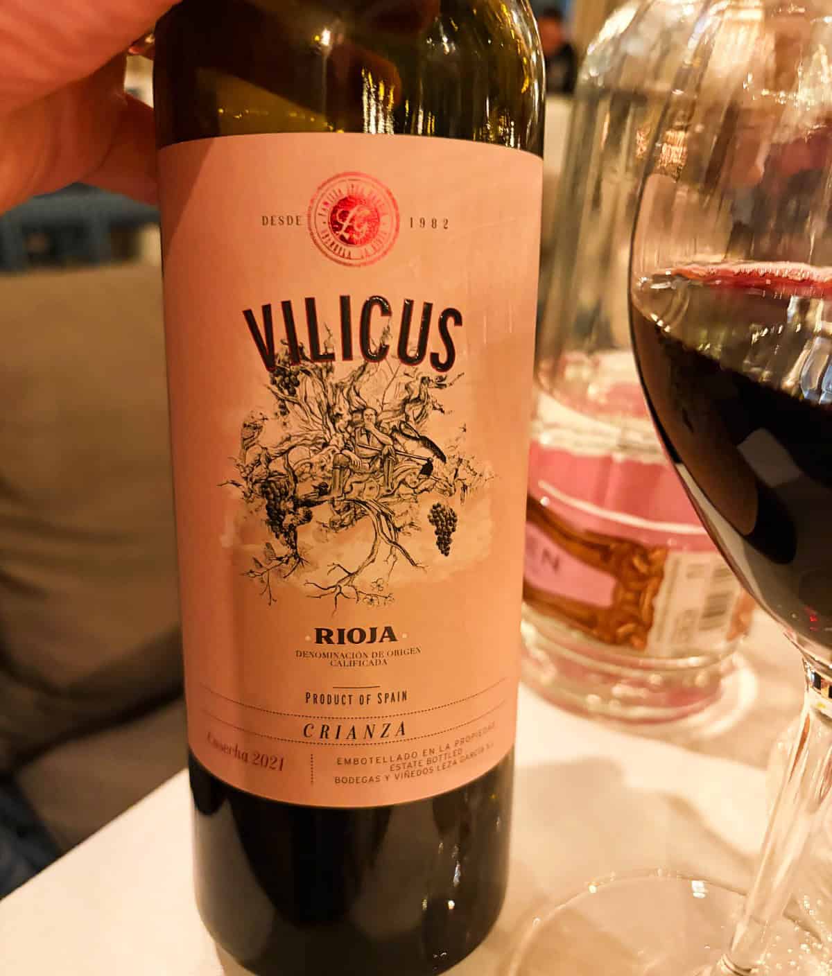 Vilicus Rioja red wine bottle.