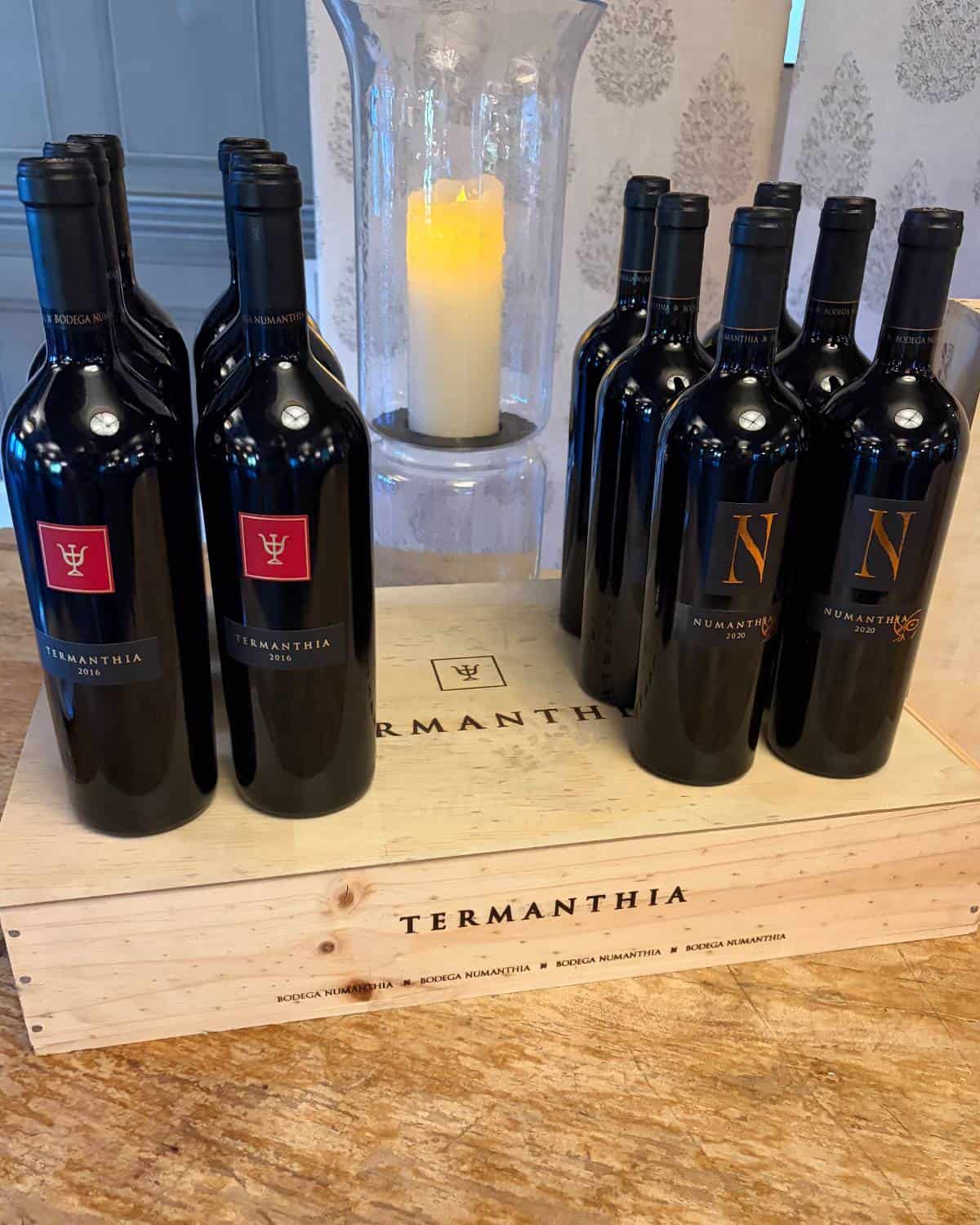 Numanthia wines ready for a wine dinner.